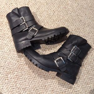 Steve Madden Black Leather Moto Boots